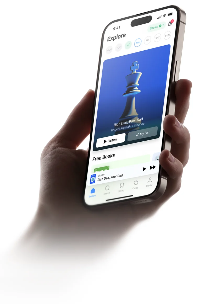 A hand holding an iPhone with Wiser’s Explore screen